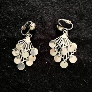 Vintage Silver Tone ‘Chandelier’ Fan Clip Earrings